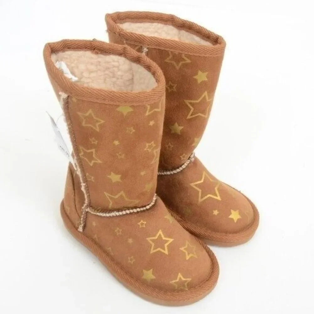 Airwalk Cognac Girls' Emma Star Cozy‎ Toddler Shearling Boot Size 6 Warm Winter